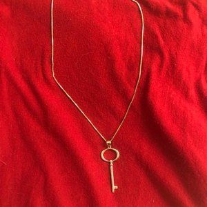Heart Key Necklace Pendant w/ Chain  - Sterling Silver - 16" chain
